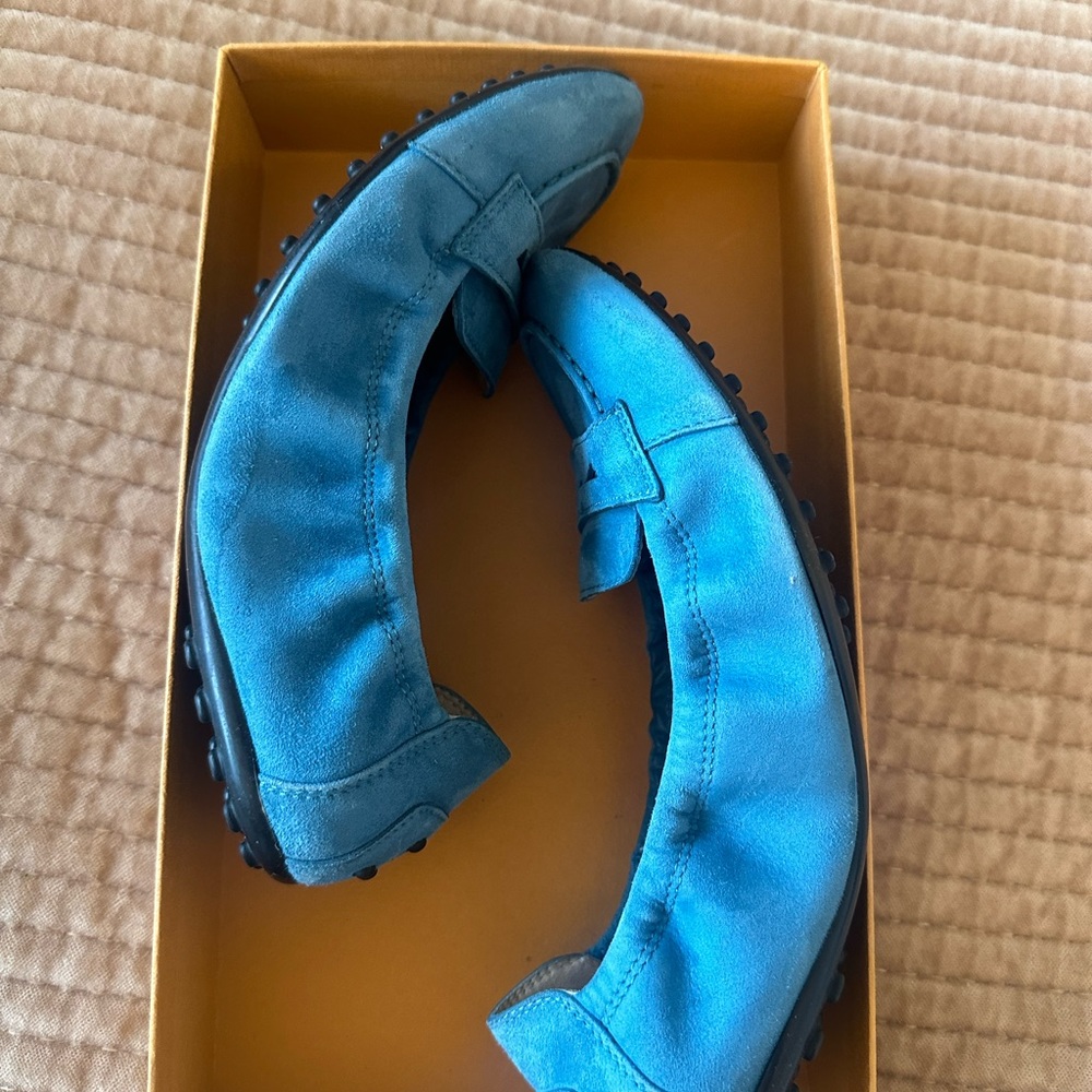 Tod's Blue Suede Penny Loafers - Picture 3 of 4